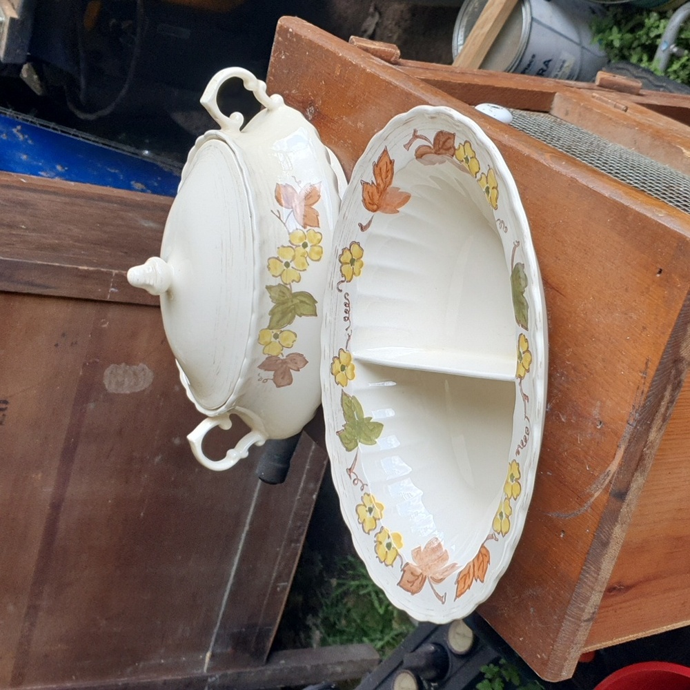 💜 True Vintage 1950s leaves Thanksgiving dinner serving dishes set of 2